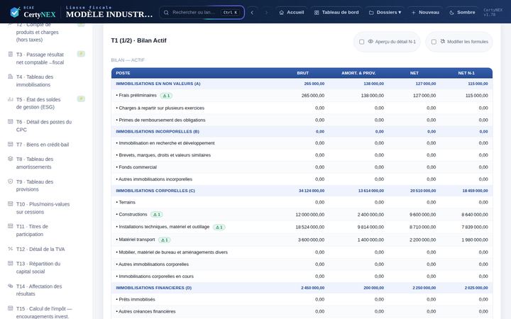 T1 · Bilan actif (modèle DGI)