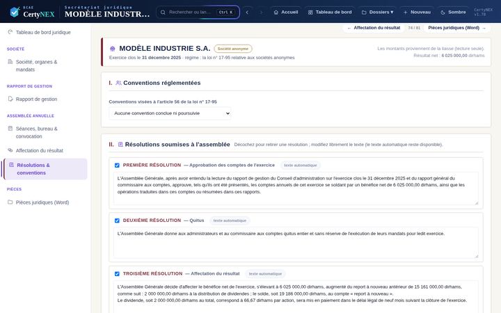Résolutions et conventions