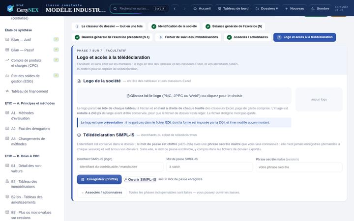 Étape 7 · Logo et accès à la télédéclaration